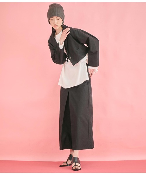 Settimissimo（セッティミッシモ）の「布帛 レイヤード ツイル ショート ジャケット（テーラードジャケット・レディース・アイボリー/ブラック・FREE）」の12枚目の写真