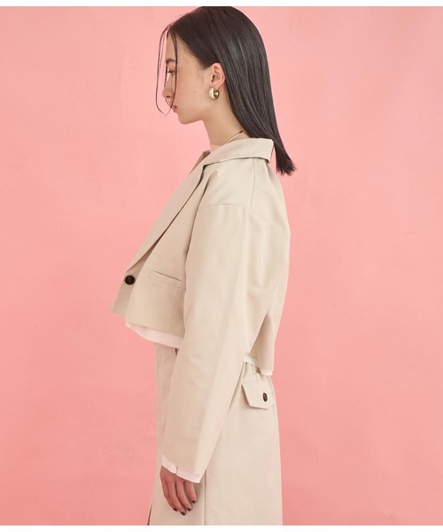 Settimissimo（セッティミッシモ）の「布帛 レイヤード ツイル ショート ジャケット（テーラードジャケット・レディース・アイボリー/ブラック・FREE）」の10枚目の写真