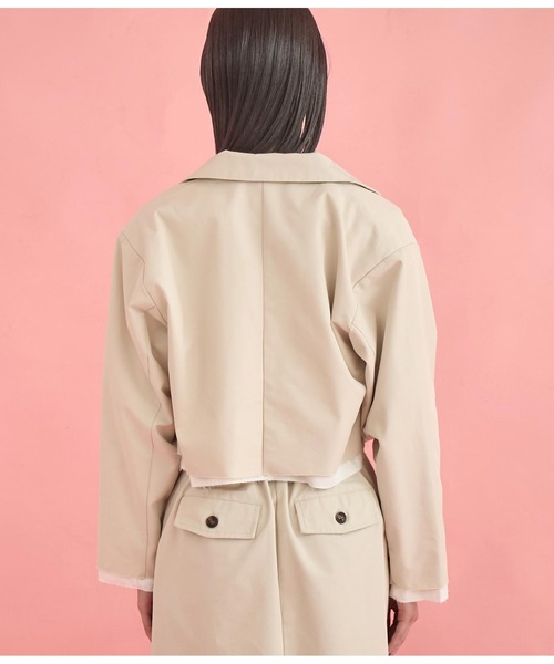 Settimissimo（セッティミッシモ）の「布帛 レイヤード ツイル ショート ジャケット（テーラードジャケット・レディース・アイボリー/ブラック・FREE）」の9枚目の写真