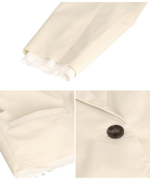 Settimissimo（セッティミッシモ）の「布帛 レイヤード ツイル ショート ジャケット（テーラードジャケット・レディース・アイボリー/ブラック・FREE）」の7枚目の写真
