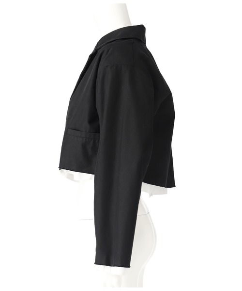 Settimissimo（セッティミッシモ）の「布帛 レイヤード ツイル ショート ジャケット（テーラードジャケット・レディース・アイボリー/ブラック・FREE）」の3枚目の写真