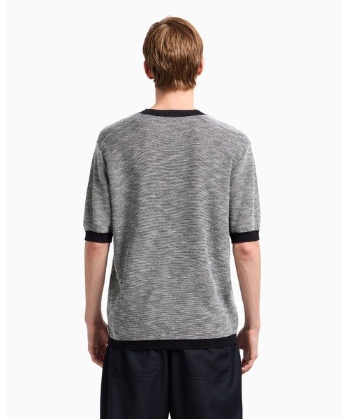 ARMANI EXCHANGE（アルマーニエクスチェンジ）の「【A|X アルマーニ エクスチェンジ】マーセライズドコットン 半袖ニットプルオーバー（ニット/セーター・メンズ・ネイビー・MEDIUM/SMALL/X-LARGE/X-SMALL/LARGE）」の2枚目の写真