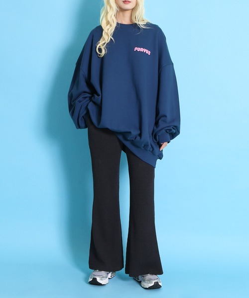 PUNYUS（プニュズ）の「ストライプフレアパンツ（その他パンツ・レディース・チャコールグレー/ブルー/ホワイト・1/2/3/4）」の18枚目の写真