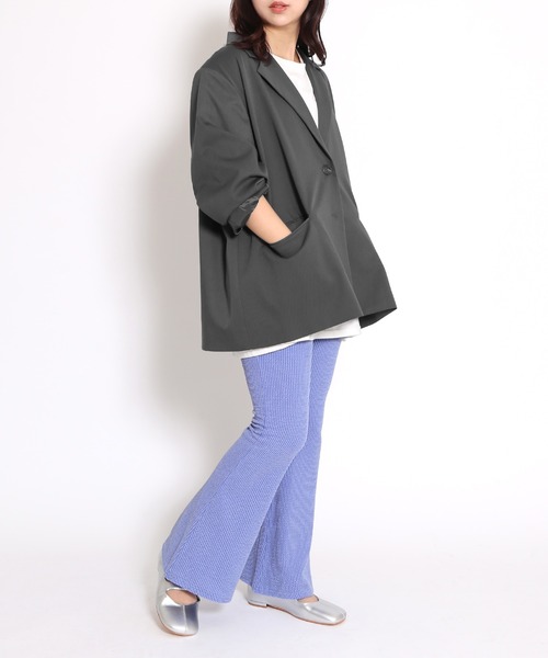 PUNYUS（プニュズ）の「ストライプフレアパンツ（その他パンツ・レディース・チャコールグレー/ブルー/ホワイト・1/2/3/4）」の11枚目の写真