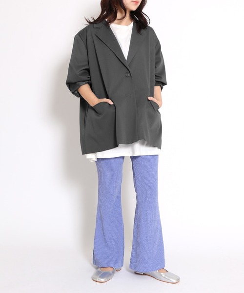 PUNYUS（プニュズ）の「ストライプフレアパンツ（その他パンツ・レディース・チャコールグレー/ブルー/ホワイト・1/2/3/4）」の16枚目の写真