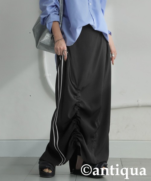 antiqua(アンティカ)の「トラックスカート(スカート・レディース・グレー/ブラック・ONESIZE)」の2枚目の写真