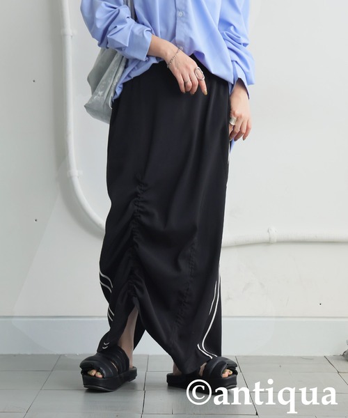 antiqua(アンティカ)の「トラックスカート(スカート・レディース・グレー/ブラック・ONESIZE)」の5枚目の写真