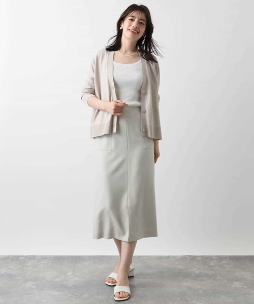 OFUON le MK（オフオンルエムケー）の「Vネックニットカーディガン/接触冷感/洗える/WEB限定サイズあり（Tシャツ/カットソー・レディース・イエロー/グリーン/ブラウン系その他/グレイッシュベージュ・36/38）」の18枚目の写真