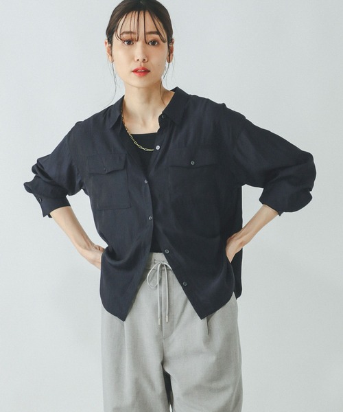 専用 フルセット セール】さらさらリラックスポケットブラウス/147556（シャツ