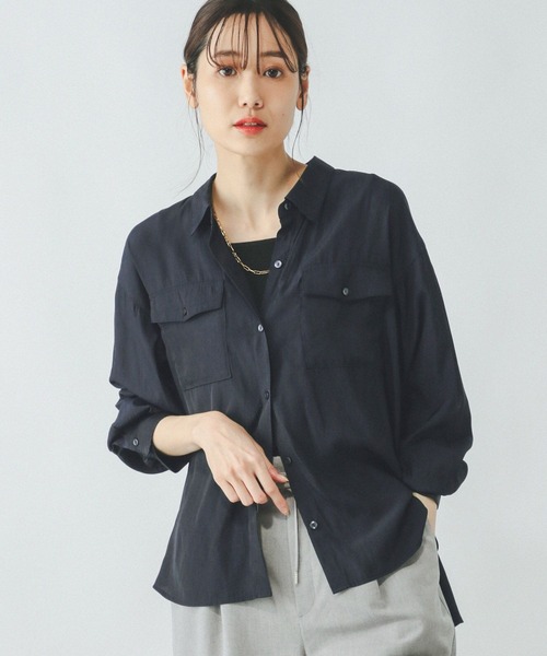 セール】さらさらリラックスポケットブラウス/147556（シャツ/ブラウス