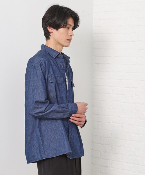 THE SHOP TK （ザ ショップ ティーケー ）の「リネンブレンドデニムシャツ（シャツ/ブラウス・メンズ・ネイビー/サックスブルー・03/02/04）」の18枚目の写真