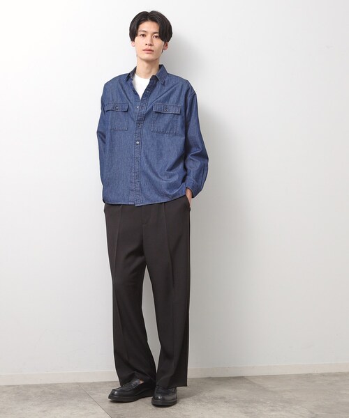 THE SHOP TK （ザ ショップ ティーケー ）の「リネンブレンドデニムシャツ（シャツ/ブラウス・メンズ・ネイビー/サックスブルー・03/02/04）」の17枚目の写真