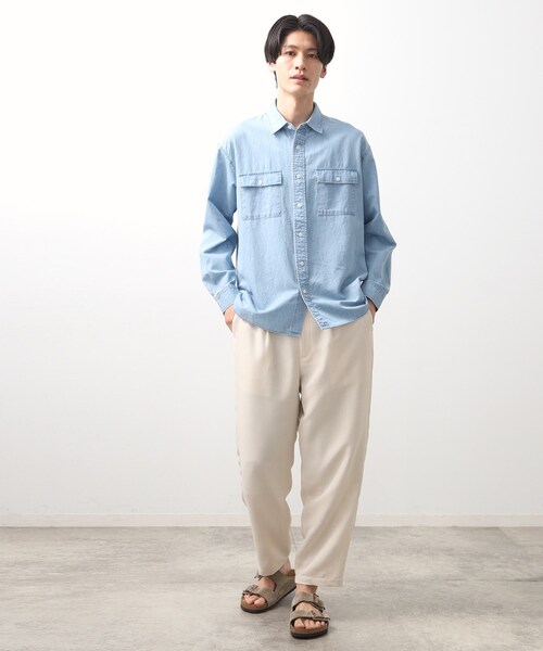 THE SHOP TK （ザ ショップ ティーケー ）の「リネンブレンドデニムシャツ（シャツ/ブラウス・メンズ・ネイビー/サックスブルー・03/02/04）」の13枚目の写真