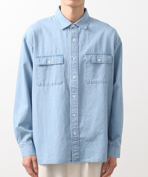 THE SHOP TK （ザ ショップ ティーケー ）の「リネンブレンドデニムシャツ（シャツ/ブラウス・メンズ・ネイビー/サックスブルー・03/02/04）」の11枚目の写真