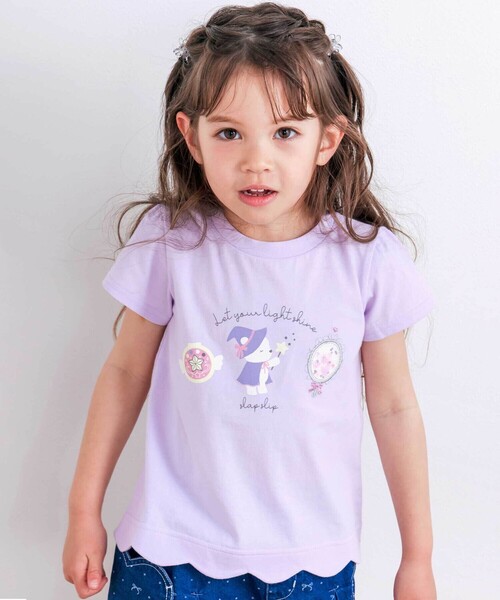SLAP SLIP(スラップスリップ)の「【お揃い】アニマルキラキラパッチ裾スカラップTシャツ(80~130cm)(Tシャツ/カットソー・キッズ・パープル/ホワイト系その他/ピンク系その他・120cm/90cm/130cm/80cm/100cm/110cm)」の2枚目の写真