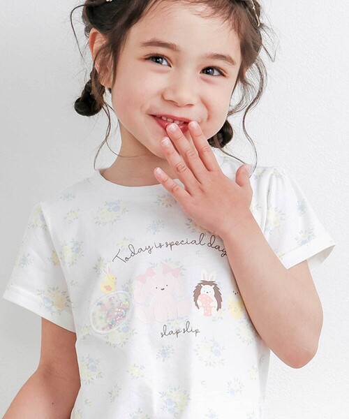 SLAP SLIP(スラップスリップ)の「【お揃い】アニマルキラキラパッチ裾スカラップTシャツ(80~130cm)(Tシャツ/カットソー・キッズ・パープル/ホワイト系その他/ピンク系その他・120cm/90cm/130cm/80cm/100cm/110cm)」の4枚目の写真