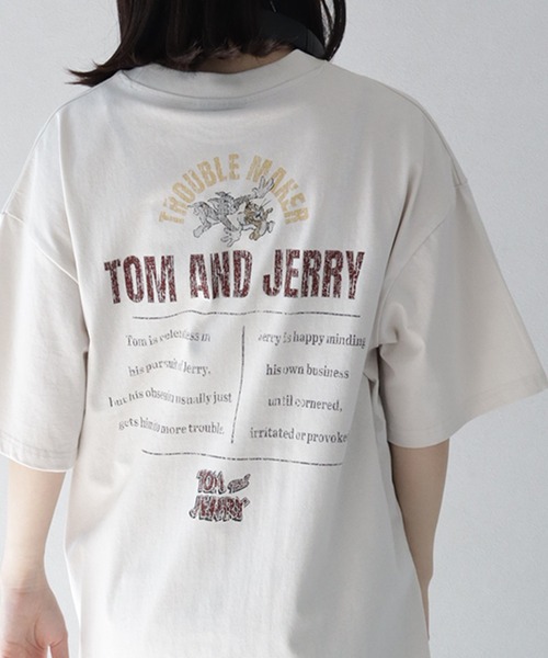 Tom&Jerry(トムアンドジェリー)の「【Tom & Jerry/トム & ジェリー】ヴィンテージライクコミックアートプリントTシャツ(Tシャツ/カットソー・メンズ・ブラック系その他/アイボリー/スミクロ/ホワイト系その他・M/L/LL)」の3枚目の写真