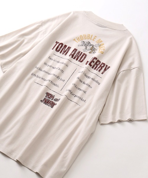 Tom&Jerry(トムアンドジェリー)の「【Tom & Jerry/トム & ジェリー】ヴィンテージライクコミックアートプリントTシャツ(Tシャツ/カットソー・メンズ・ブラック系その他/アイボリー/スミクロ/ホワイト系その他・M/L/LL)」の18枚目の写真