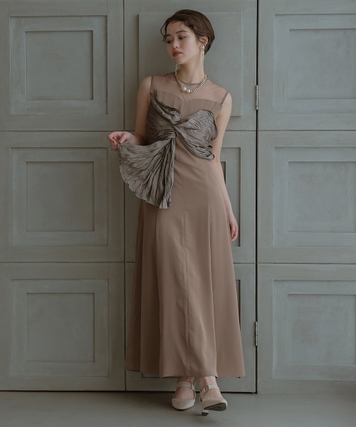 Callarus（カラルス）の「フロントねじりデザインワンピースドレス〔Callarus〕（ドレス・レディース・ネイビー系/ブラック系/モカ・M/L）」の15枚目の写真