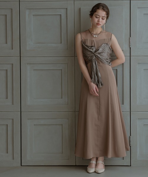 Callarus（カラルス）の「フロントねじりデザインワンピースドレス〔Callarus〕（ドレス・レディース・ネイビー系/ブラック系/モカ・M/L）」の16枚目の写真