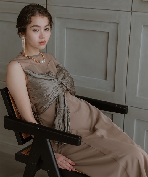 Callarus（カラルス）の「フロントねじりデザインワンピースドレス〔Callarus〕（ドレス・レディース・ネイビー系/ブラック系/モカ・M/L）」の20枚目の写真