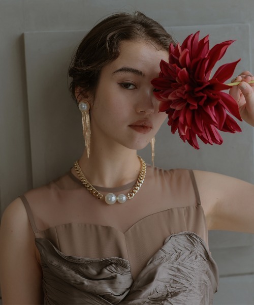 Callarus（カラルス）の「フロントねじりデザインワンピースドレス〔Callarus〕（ドレス・レディース・ネイビー系/ブラック系/モカ・M/L）」の14枚目の写真