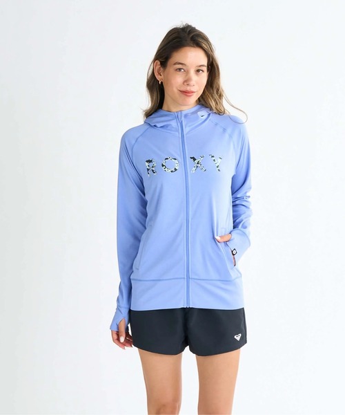 ROXY(ロキシー)の「ARTSY FLORAL LOGO PA /ロキシーロゴ長袖ジップアップパーカーラッシュガード(水着)(ラッシュガード・レディース・ホワイト/チャコールグレー/ブルー・SMALL/MEDIUM/LARGE)」の3枚目の写真