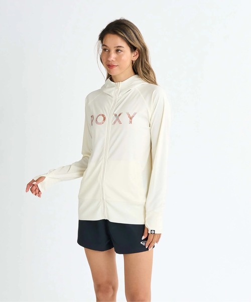 ROXY(ロキシー)の「ARTSY FLORAL LOGO PA /ロキシーロゴ長袖ジップアップパーカーラッシュガード(水着)(ラッシュガード・レディース・ホワイト/チャコールグレー/ブルー・SMALL/MEDIUM/LARGE)」の6枚目の写真