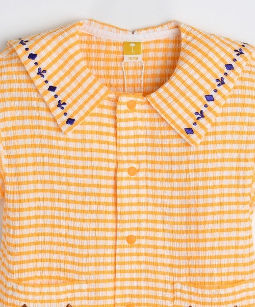 moimoln（モイモルン）の「ロディチェックカバーオール（ロンパース・キッズ・オレンジ・70cm/90cm/80ｃｍ）」の3枚目の写真