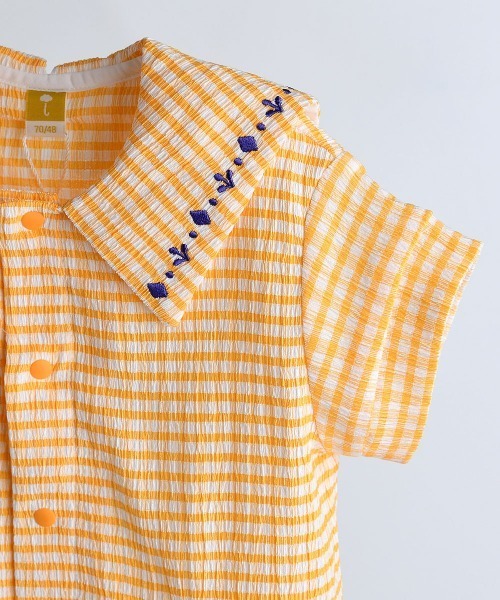 moimoln（モイモルン）の「ロディチェックカバーオール（ロンパース・キッズ・オレンジ・70cm/90cm/80ｃｍ）」の5枚目の写真