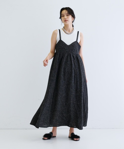 GALLEST（ギャレスト）の「【ZOZO・一部店舗限定】ツイードビスチェキャミワンピース【洗える】（ワンピース・レディース・ブラック/ダークブラウン・38）」の2枚目の写真