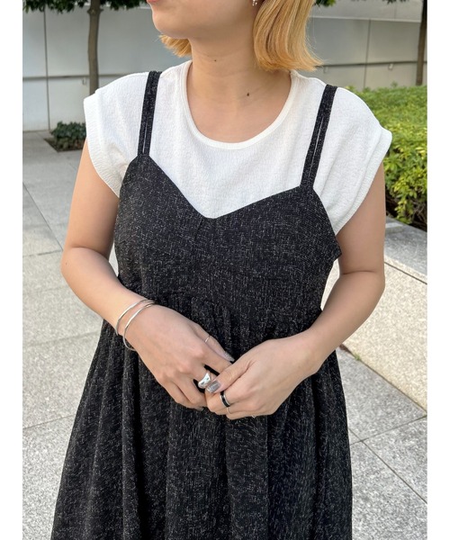 GALLEST（ギャレスト）の「【ZOZO・一部店舗限定】ツイードビスチェキャミワンピース【洗える】（ワンピース・レディース・ブラック/ダークブラウン・38）」の3枚目の写真