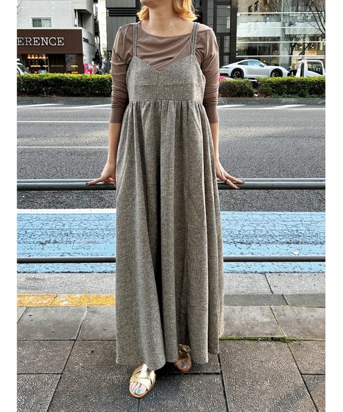 GALLEST（ギャレスト）の「【ZOZO・一部店舗限定】ツイードビスチェキャミワンピース【洗える】（ワンピース・レディース・ブラック/ダークブラウン・38）」の5枚目の写真