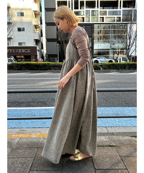 GALLEST（ギャレスト）の「【ZOZO・一部店舗限定】ツイードビスチェキャミワンピース【洗える】（ワンピース・レディース・ブラック/ダークブラウン・38）」の6枚目の写真