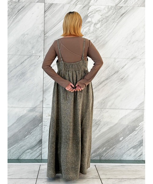 GALLEST（ギャレスト）の「【ZOZO・一部店舗限定】ツイードビスチェキャミワンピース【洗える】（ワンピース・レディース・ブラック/ダークブラウン・38）」の7枚目の写真