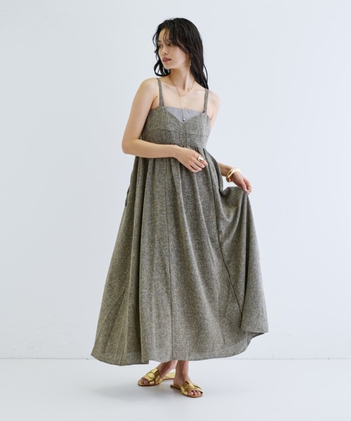 GALLEST（ギャレスト）の「【ZOZO・一部店舗限定】ツイードビスチェキャミワンピース【洗える】（ワンピース・レディース・ブラック/ダークブラウン・38）」の11枚目の写真