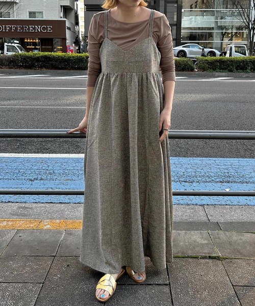 GALLEST（ギャレスト）の「【ZOZO・一部店舗限定】ツイードビスチェキャミワンピース【洗える】（ワンピース・レディース・ブラック/ダークブラウン・38）」の17枚目の写真