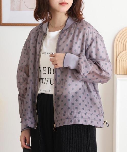 Anna Nicola(アンナニコラ)の「Anna Nicola ドットシアーブルゾン 長袖(ブルゾン・レディース・ブラック/グレイッシュベージュ/ベージュ/ネイビー・38)」の13枚目の写真