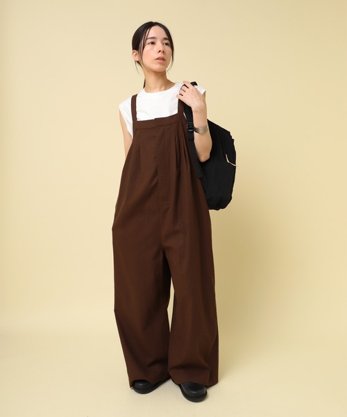 RNA-N(アールエヌエーエヌ)の「O0740 レーヨンリネン2タックオーバーオール(つなぎ/オールインワン・レディース・ネイビー/ダークブラウン/ブラック・FREE)」の4枚目の写真