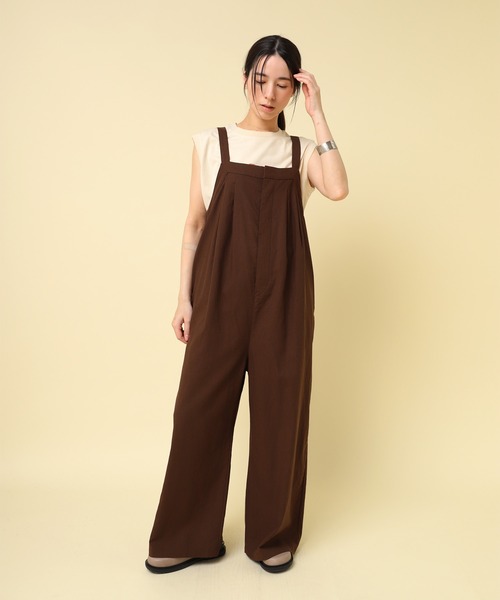 RNA-N(アールエヌエーエヌ)の「O0740 レーヨンリネン2タックオーバーオール(つなぎ/オールインワン・レディース・ネイビー/ダークブラウン/ブラック・FREE)」の12枚目の写真