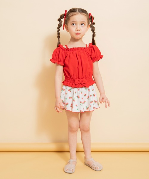 BRANSHES(ブランシェス)の「【WEB限定/水着/SWIM/セパレート】パフスリーブタンキニ(水着・キッズ・レッド/ブラック・110/100/130/90/120/150/140)」の2枚目の写真