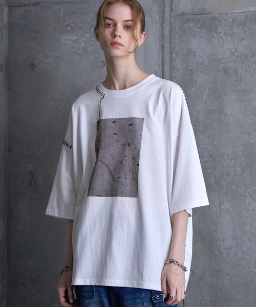 SERACE】Hand stitch loose graphic short sleeve t-shirt