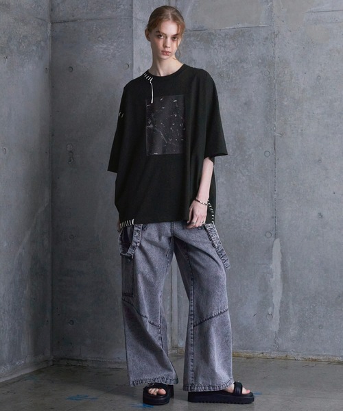 SERACE】Hand stitch loose graphic short sleeve t-shirt