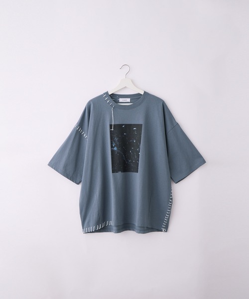SERACE】Hand stitch loose graphic short sleeve t-shirt
