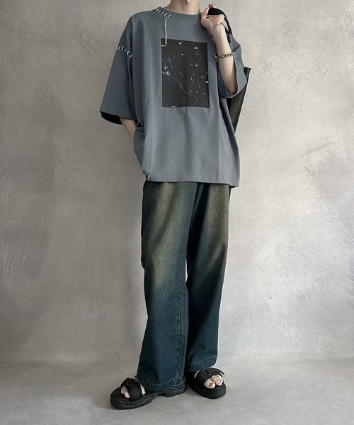 SERACE】Hand stitch loose graphic short sleeve t-shirt
