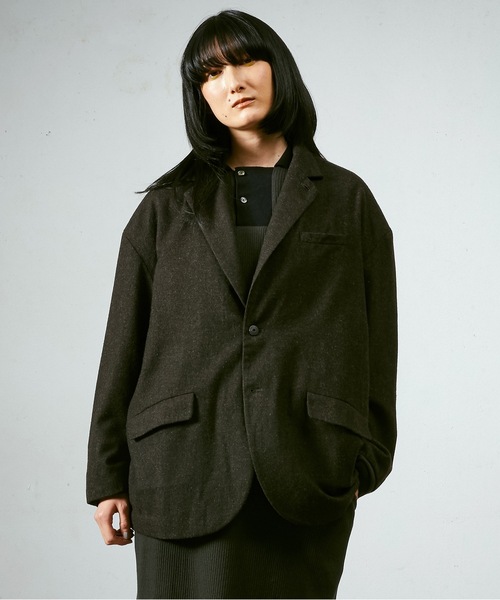 Dulcamara（ドゥルカマラ）の「縮絨ウール2WAYカラーJK（テーラードジャケット・メンズ・ダークブラウン/チャコールグレー/グリーン系その他・0/1）」の2枚目の写真