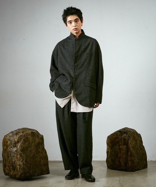 Dulcamara（ドゥルカマラ）の「縮絨ウール2WAYカラーJK（テーラードジャケット・メンズ・ダークブラウン/チャコールグレー/グリーン系その他・0/1）」の4枚目の写真