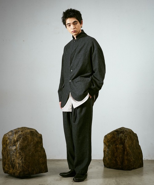 Dulcamara（ドゥルカマラ）の「縮絨ウール2WAYカラーJK（テーラードジャケット・メンズ・ダークブラウン/チャコールグレー/グリーン系その他・0/1）」の5枚目の写真