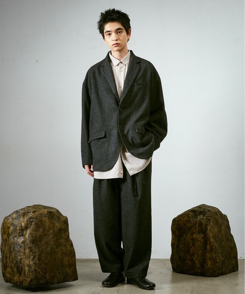 Dulcamara（ドゥルカマラ）の「縮絨ウール2WAYカラーJK（テーラードジャケット・メンズ・ダークブラウン/チャコールグレー/グリーン系その他・0/1）」の7枚目の写真