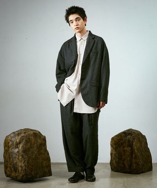 Dulcamara（ドゥルカマラ）の「縮絨ウール2WAYカラーJK（テーラードジャケット・メンズ・ダークブラウン/チャコールグレー/グリーン系その他・0/1）」の8枚目の写真